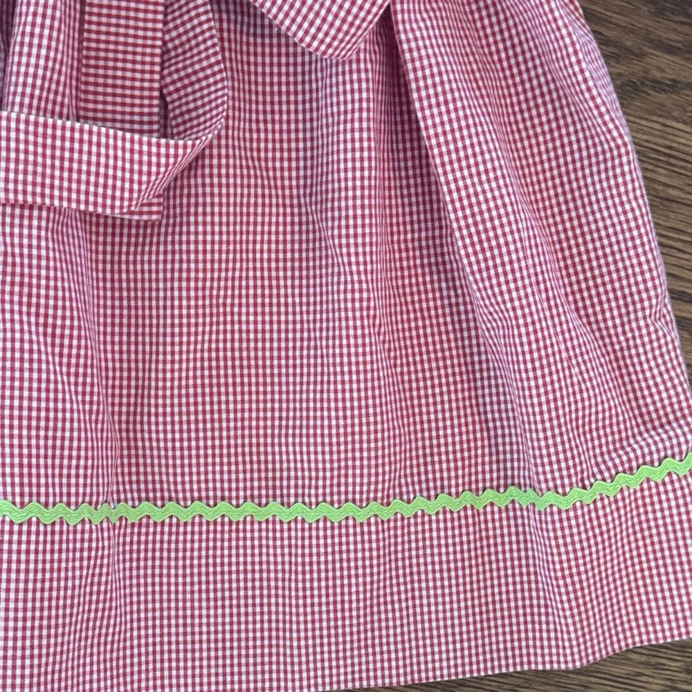 Anavini Red Gingham Smocked Embroidered Elf With Toys Dress New And Never Worn - Picture 14 of 15